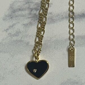 Gold Over Sterling Black Heart Necklace
